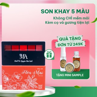 Khay Son Lì Hoa Mai Mộc An 5 Màu Tiết Kiệm, Không Chứa Chì, Dưỡng Môi Mềm Mịn 9g