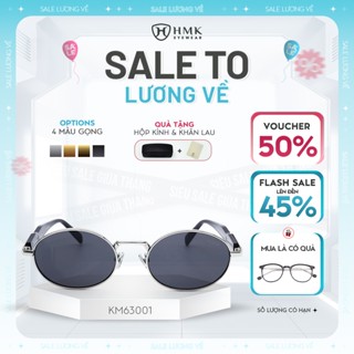 Kính Mát Thời Trang Chính Hãng HMK Eyewear Kiểu Dáng Oval Tròn Độc Đáo Chống Tia UV400, Bảo Vệ Mắt Toàn Diện - KM63001