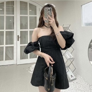 Váy tay rơi hoa xốp, chất hoa xốp nổi, có khóa lưng phía sau, thời trang nữ trẻ trung sang trọng