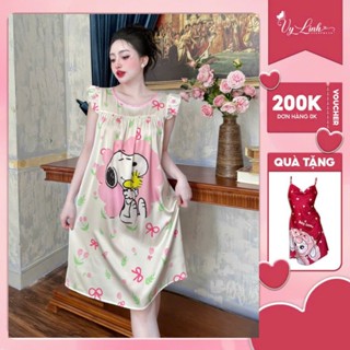  Đầm ngủ 3D tay cánh tiên chất liệu lụa latin họa tiết 3D xinh xắn thoáng mát mềm mại S970 