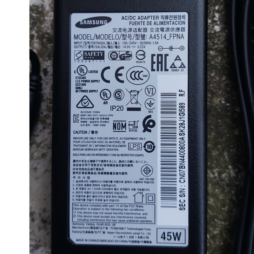 Adapter nguồn Samsung 14V 3.22A 45W