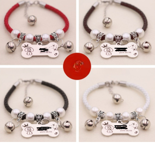 Combo vòng cổ và thẻ tên chó mèo khắc 2 mặt theo yêu cầu - Pettag thú cưng Happy