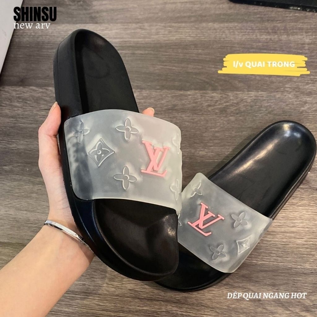 Dép quai ngang nữ bản LV  nịnh chân - Dép LV dập nổi hot trend 2024