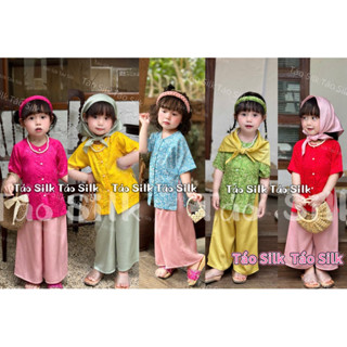 Bộ Bà Ba Cho Bé Gái Tổng Hơp Nhiều Màu Gồm Áo, Quần Vải Gấm Cao Cấp (Ảnh Shop Chụp)