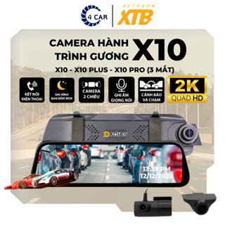 Camera hành trình ô tô X10 màn gương cảm ứng cam trước 2K cam sau full HD kết nối điện thoại hỗ trợ quay đêm siêu nét.