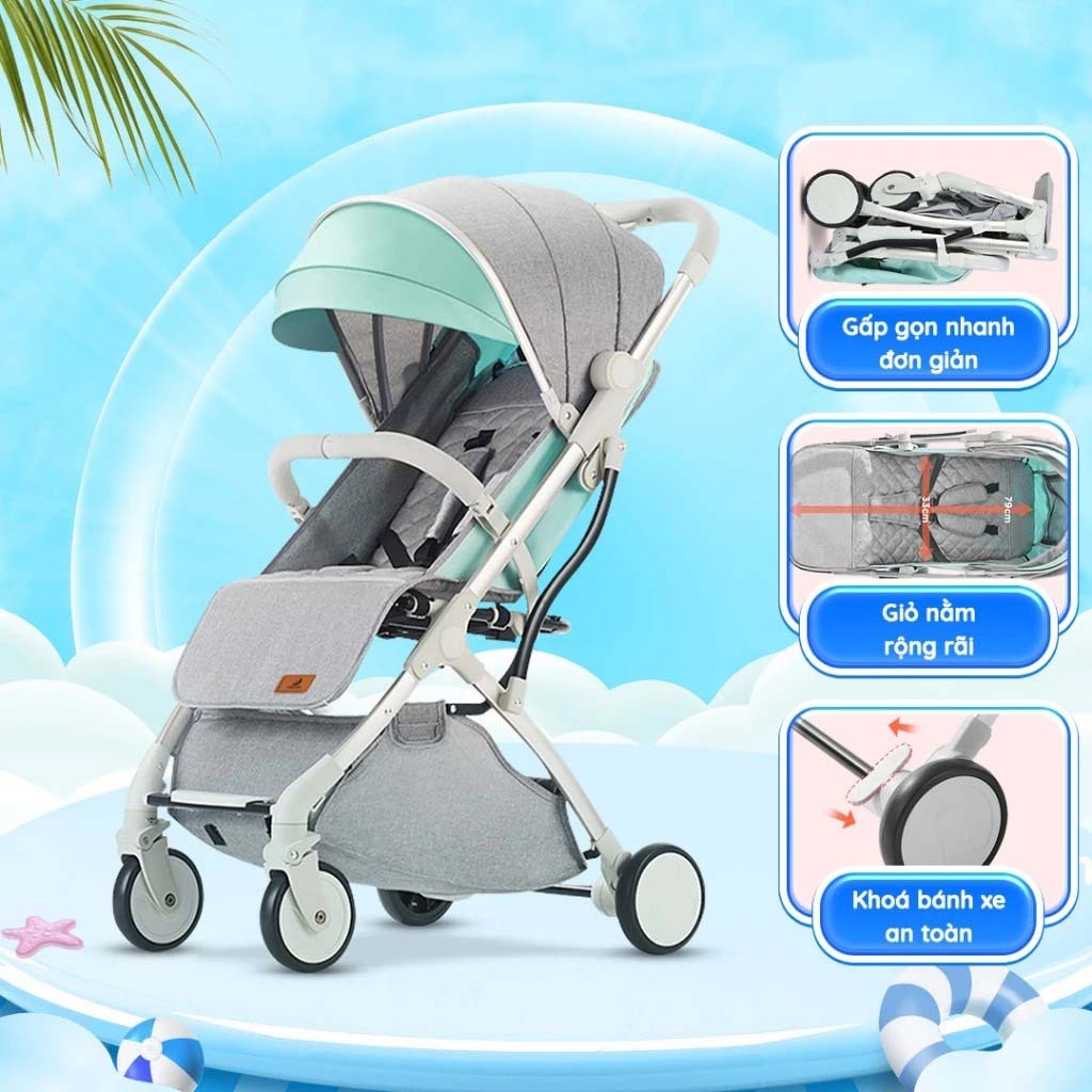 Xe đẩy gấp gọn Chilux A320 - Mái che to nhiều nấc, khoá bánh xe an toàn