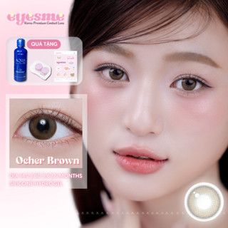 Lens Silicone Hydrogel Eyesme Ocher Brown Lens 14.2 màu lens nâu tự nhiên Kính áp tròng cận Hàn Quốc