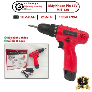 Máy Khoan PIN Vặn Vít Cầm Tay 12V MIT-120, Máy Khoan Pin Chính Hãng MITSUSHI , Công Suất 600W, Có Đèn LED, Đảo Chiều