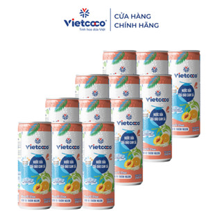   COMBO 12 LON  Nước dừa trà đào cam sả Vietcoco 240ml Lon 
