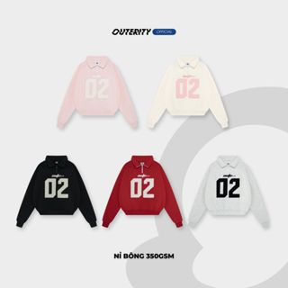 Áo Sweater Halfzip Outerity Nỉ Bông Thêu Đắp Form Boxy / Nỉ Bông Dày Dặn Form Rộng Unisex Nam Nữ