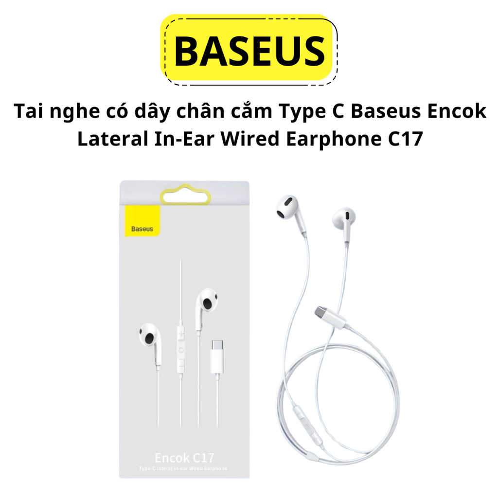 Tai nghe có dây chân cắm Type C Baseus Encok Lateral In-Ear Wired Earphone C17