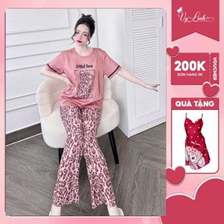 Bộ đồ ngủ quần dài cổ tròn chất lụa latin mềm mại, thoáng mát, dễ chịu s1049