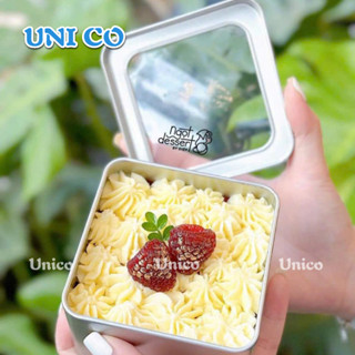 Hộp Thiếc Vuông 450ml Có Cửa Sổ Đựng Tiramisu ,Bánh Mousse, Bánh Lạnh,Bánh Quy