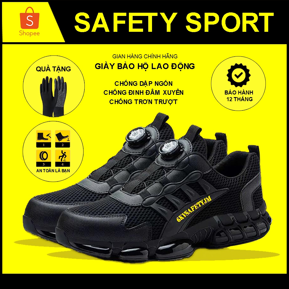 Giày Bảo Hộ Lao Động SPORT Dây Vặn Thông Minh / Vặn Chỉnh Dây / Mũi Nhựa Chịu Lực / Kevlar Chống Đinh / Cách Điện / Chốn