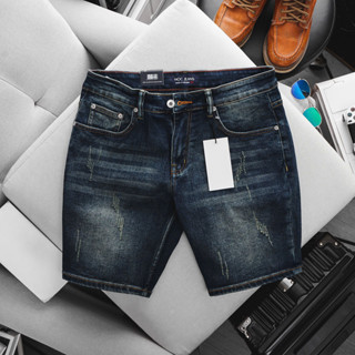 Quần short jean nam xanh rêu hàng xuất khẩu xịn chất bò giãn ống ôm suông nhẹ