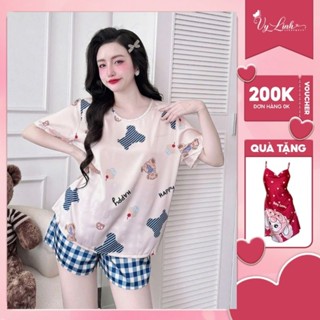 Bộ đùi cổ tròn nữ cao cấp VY LINH chất liệu lụa latin mềm mại, thoáng mát S1283