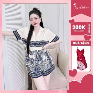 Bộ đùi pijama chất liệu lụa latin cao cấp mặc thoáng mát, thấm hút mồ hôi,không bai nhão S1285