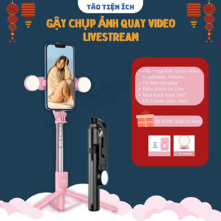 Gậy Chụp Ảnh 3 Chân Quay Video Livestream Có Đèn Led Giá Đỡ Điện Thoại, Chống Rung, Điều Khiển Từ Xa