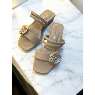  Dép nữ 3 quai ngắn 1 bông hoa để cao 3cm thanh lịch 