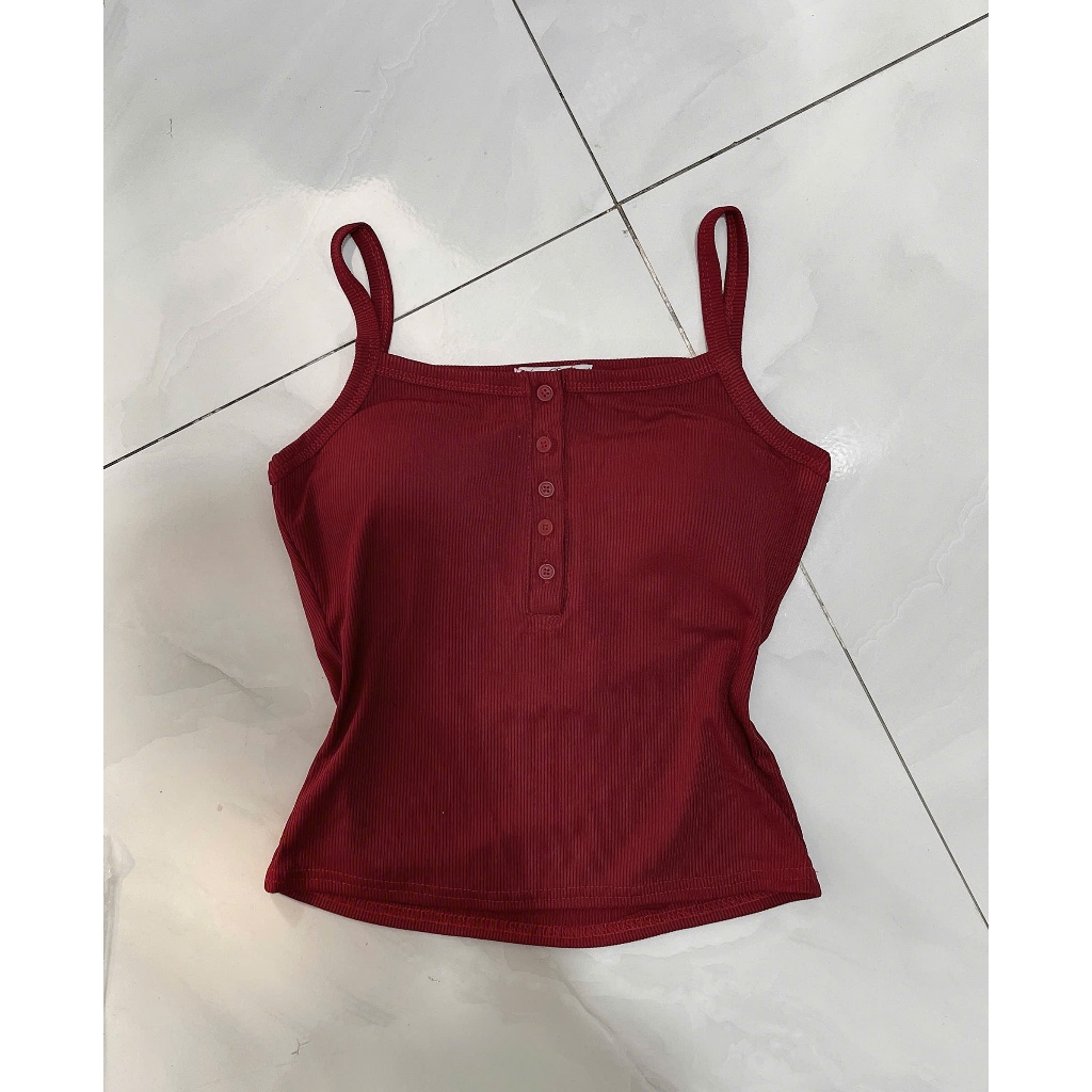 (KÈM MÚT) Áo 2 dây thun tăm có cúc trước kèm mút đệm quai nhỏ MILASU 234 | BigBuy360 - bigbuy360.vn