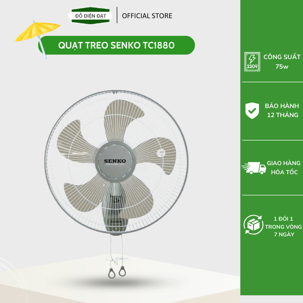 [Hỏa Tốc] Quạt treo tường Senko TC1880, Quạt treo tường chính hãng, Bảo hành 12 tháng