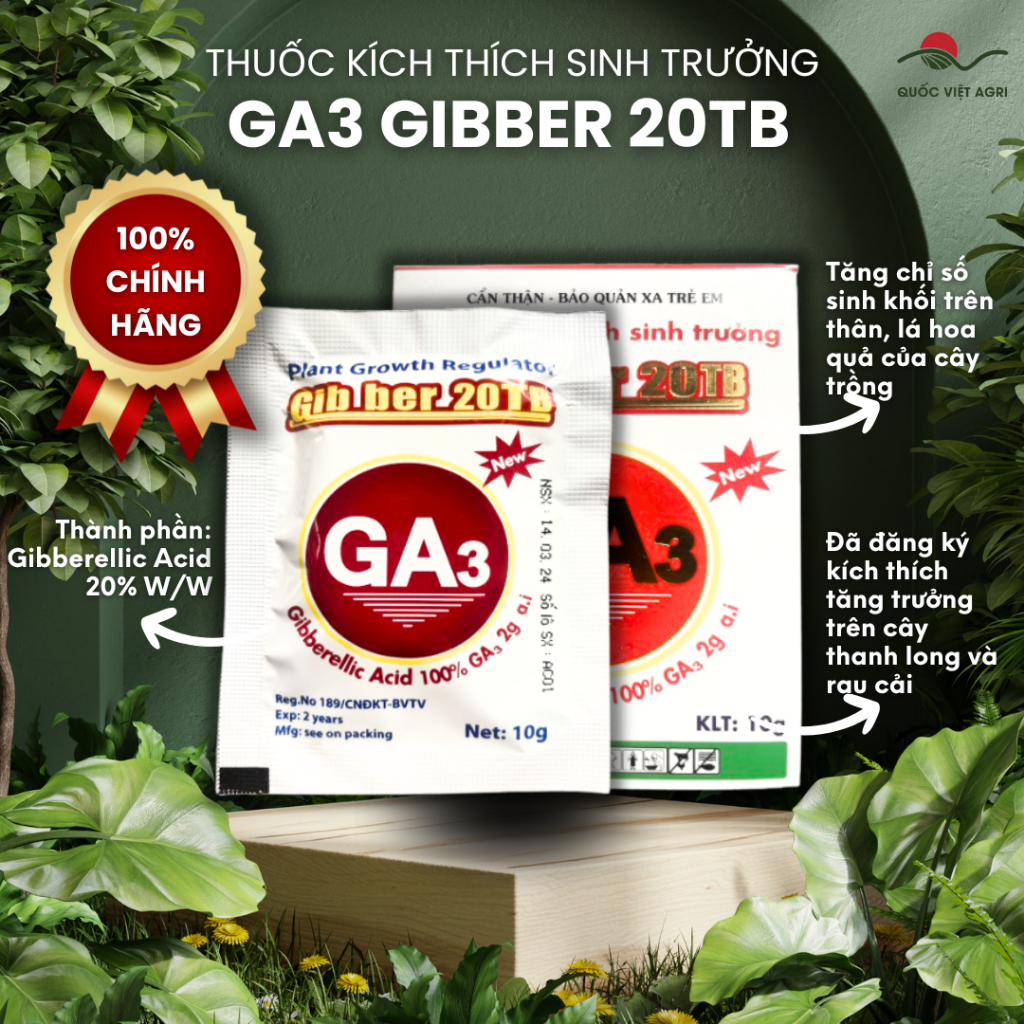 Viên sủi GA3 Kích thích sinh trưởng cây trồng GIBBER 20TB (viên 10g)