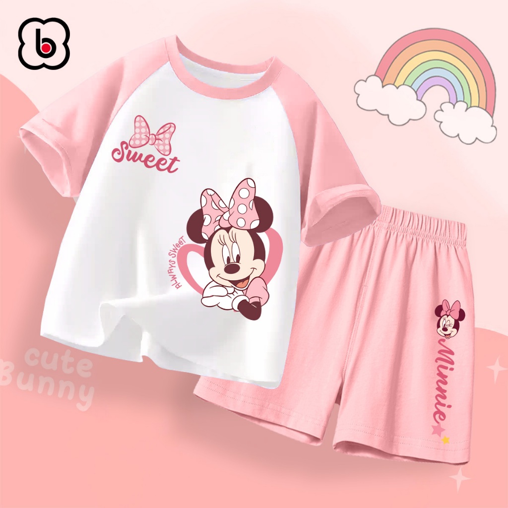 Đồ bộ bé gái BabyloveGO bộ quần áo Disney mùa hè chất thun cotton thoáng mát cho bé