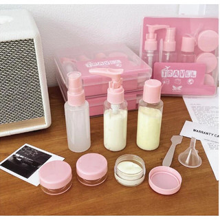Bộ chiết mỹ phẩm 8 món Set hộp chai lọ chiết dầu gội sữa tắm mini mang đi du lịch, công tác tiện lợi