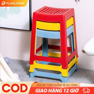 Ghế Nhựa Cao Cấp Quán Nướng Trà Sữa Ghế Nhựa Cao Vuông Nhiều Màu Tải Trọng 100 Kg Giá Rẻ