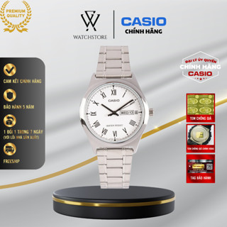 Đồng Hồ Nam MTP-V006D-7BUDF Mặt Kính Khoáng Trắng 38mm Vỏ Màu Bạc Chống Nước Dây Thép Không Gỉ Chính Hãng CASIO