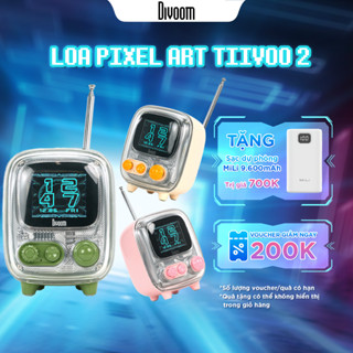 Loa bluetooth Divoom Tiivoo 2 màn hình led pixel art, hiển thị lời bài hát, đồng hồ, phong cách retro thiết kế cổ điển