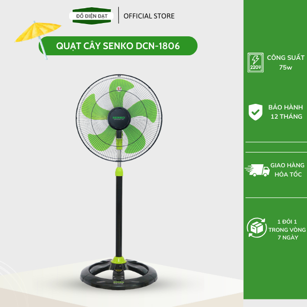 [Hỏa Tốc] Quạt cây công nghiệp Senko DCN1807, Quạt cây công nghiệp 5 cánh, Bảo hành 12 tháng