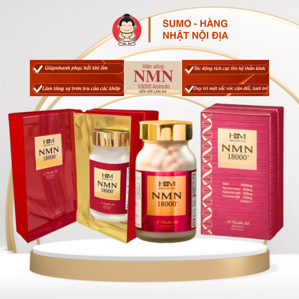 Viên Uống NMN Aishodo 18000 - 90 Viên Nhật Bản (HỘP HỒNG)
