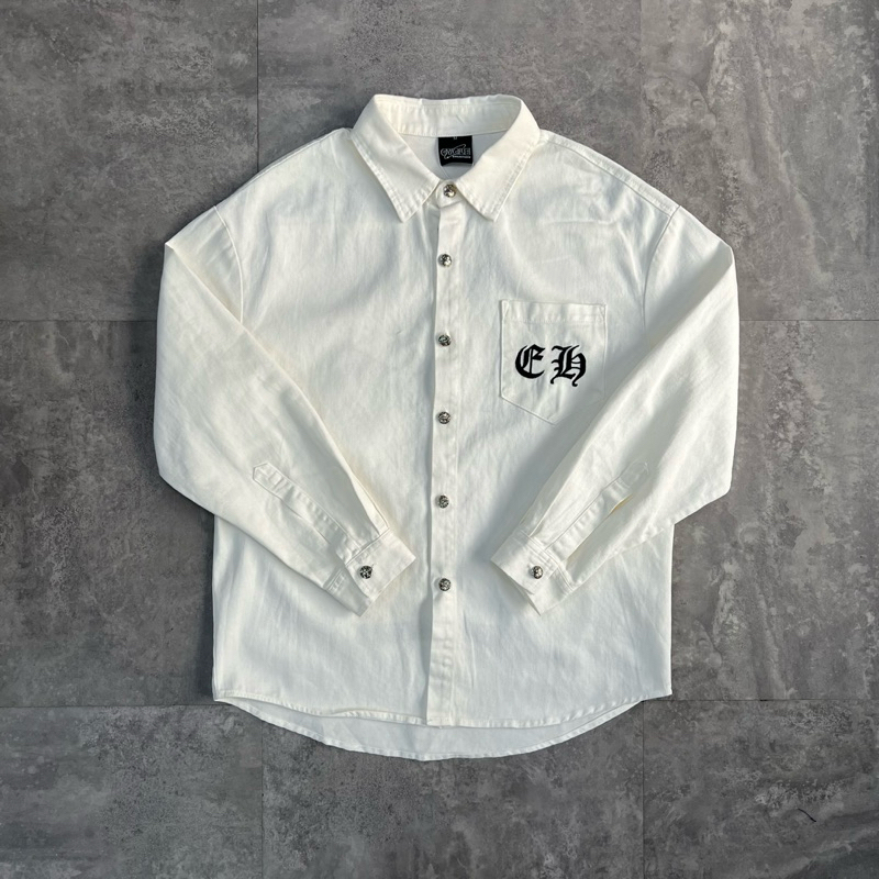 Áo sơmi chữ thập Supper Cycle Studio full thêu B7089, vải kaki dày dặn phom thoải mái.
