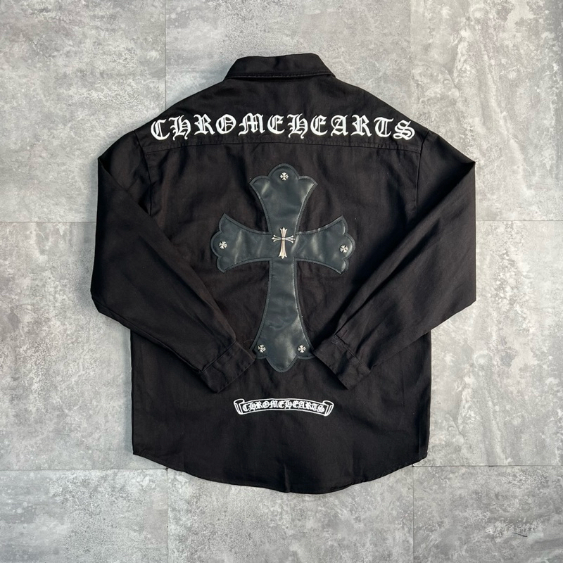 Áo sơmi chữ thập Supper Cycle Studio full thêu B7089, vải kaki dày dặn phom thoải mái.