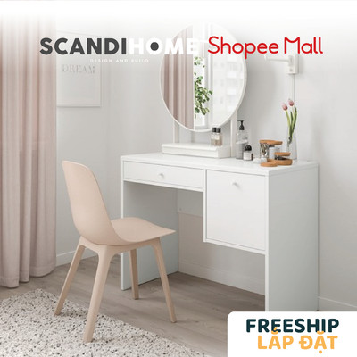 BRUNO, Bàn trang điểm, bàn làm việc, bàn học 2 hộc kéo DEK_029, 100x48x78cm, bàn gỗ Scandi Home