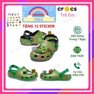 Dép Cross Classic Minecraft Xanh Nhện Đỏ cho bé trai trẻ em nam HannaKids Sục Cros giày xục Croc Clog Kid Size 27 28 29