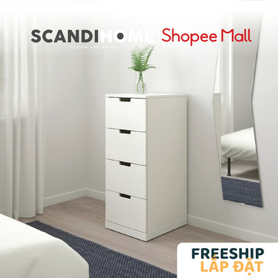 BANALDO, Tủ đựng đồ lưu trữ 4 ngăn kéo DRA_011, 40x47x98cm, tủ gỗ Scandi Home