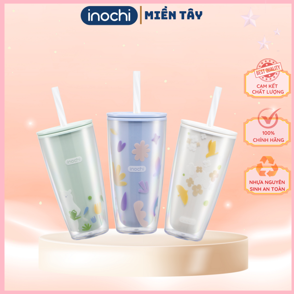 Ly Nhựa 2 Lớp Chiba Classic 750ml, Cốc Nhựa Chiba Classic Dung Tích 750ml Kèm Ống Hút