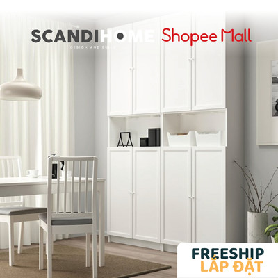 JELLY, Kệ sách 7 tầng có cửa SHE_063, 160x30x234cm, kệ gỗ Scandi Home