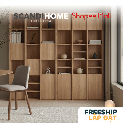DECI, Kệ sách, kệ để đồ SHE_141, 194x30x180cm, kệ gỗ Scandi Home