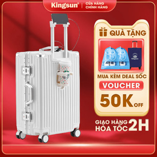 Vali kéo du lịch khung nhôm, vali có cổng sạc điện thoại L809 size 24