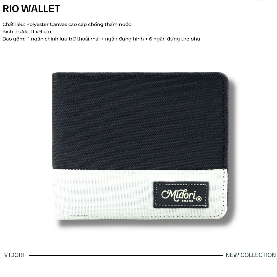 Ví Vải Ngang Nam Nữ RIO Bóp Đựng Tiền Thẻ Nhiều Ngăn Polyester Nhỏ Gọn Trượt Nước | M Midori