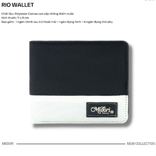 Ví Vải Ngang Nam Nữ RIO Bóp Đựng Tiền Thẻ Nhiều Ngăn Polyester Nhỏ Gọn Trượt Nước | M Midori