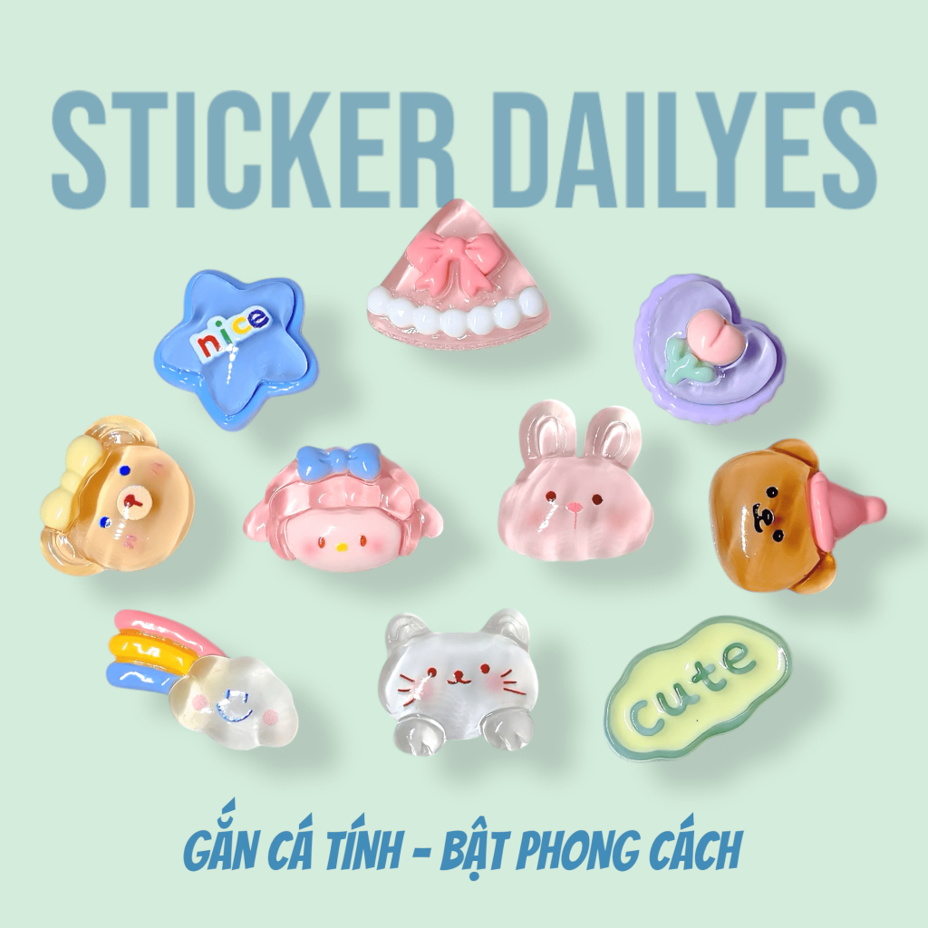[Bộ 10 chiếc] Charm Gắn Dép Cute Trong, Sticker Dép, Jibbitz in 3D siêu cute - Sticker Dailyes