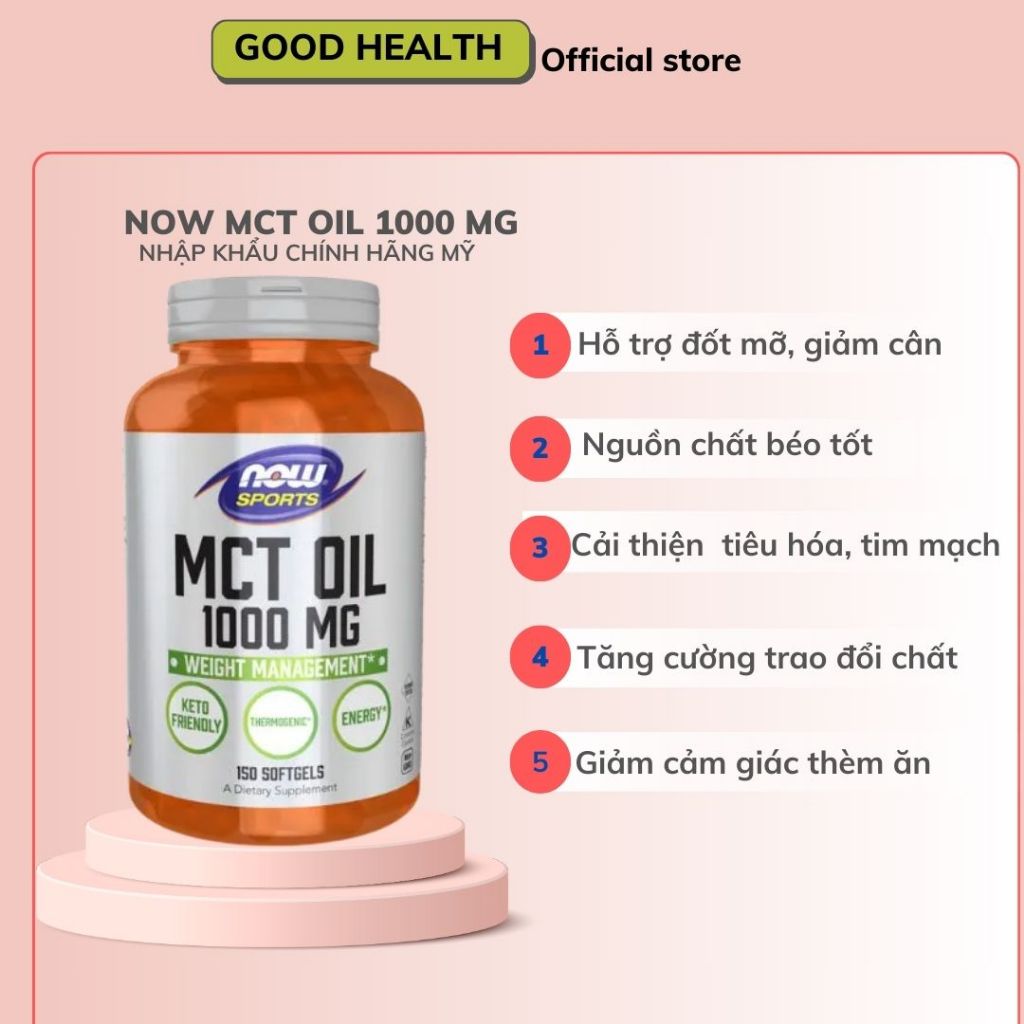 NOW MCT Oil Softgel, 1000 mg