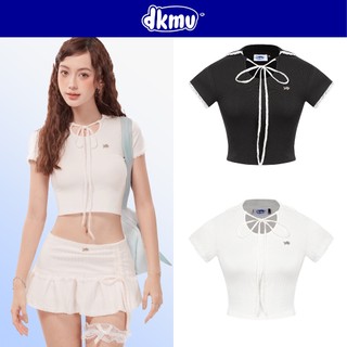  Áo baby tee nữ cổ búp bê phối ren DKMV màu đen trắng thiết kế dây ren thắt nơ đáng yêu Lace Shirt | K-T18 