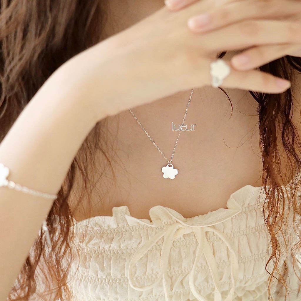 Dây chuyền vòng cổ bạc Bông hoa nhỏ Fleurie necklace - Bạc 925 mặt trơn