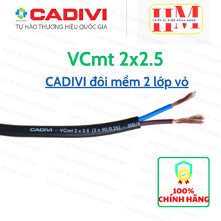   giá 5 mét  Dây điện Cadivi đôi VCmt 2x2.5 mm - tròn mềm 2 lớp vỏ bọc đen 