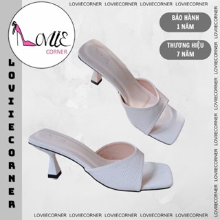 LOVIIECORNER - DÉP CAO GÓT THỜI TRANG  MŨI VUÔNG  - GUỐC MULES HEELS 7 PHÂN BASICS - D250367